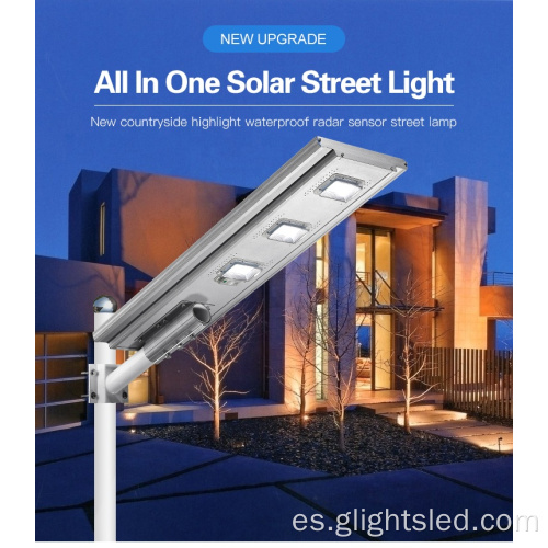 Farola solar LED todo en uno 50W 100W 150W IP65 para exteriores